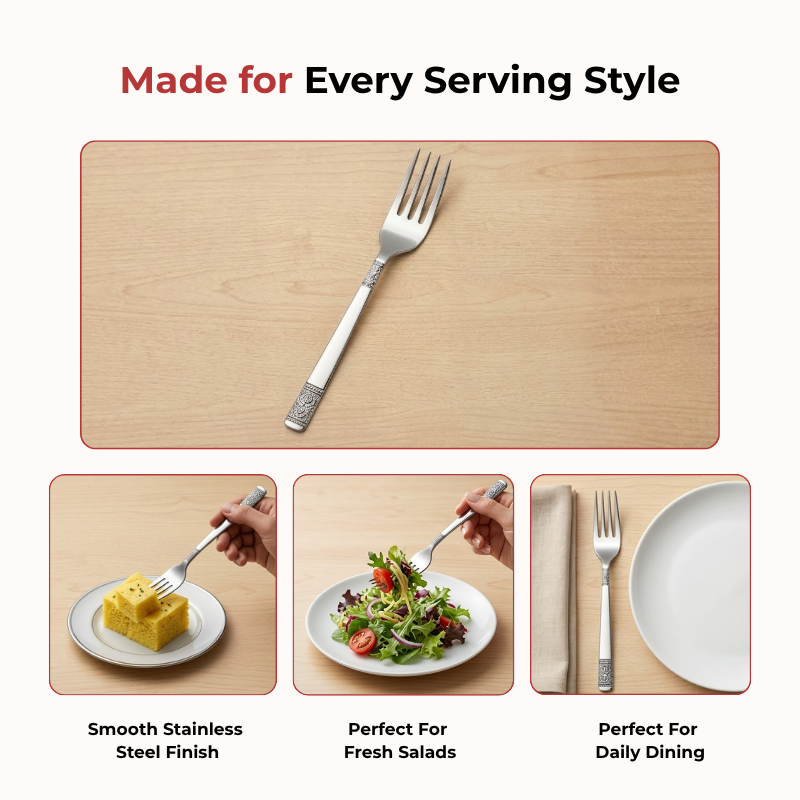 Vinod Moscow stainless steel dinner fork set of 12, product view 10
