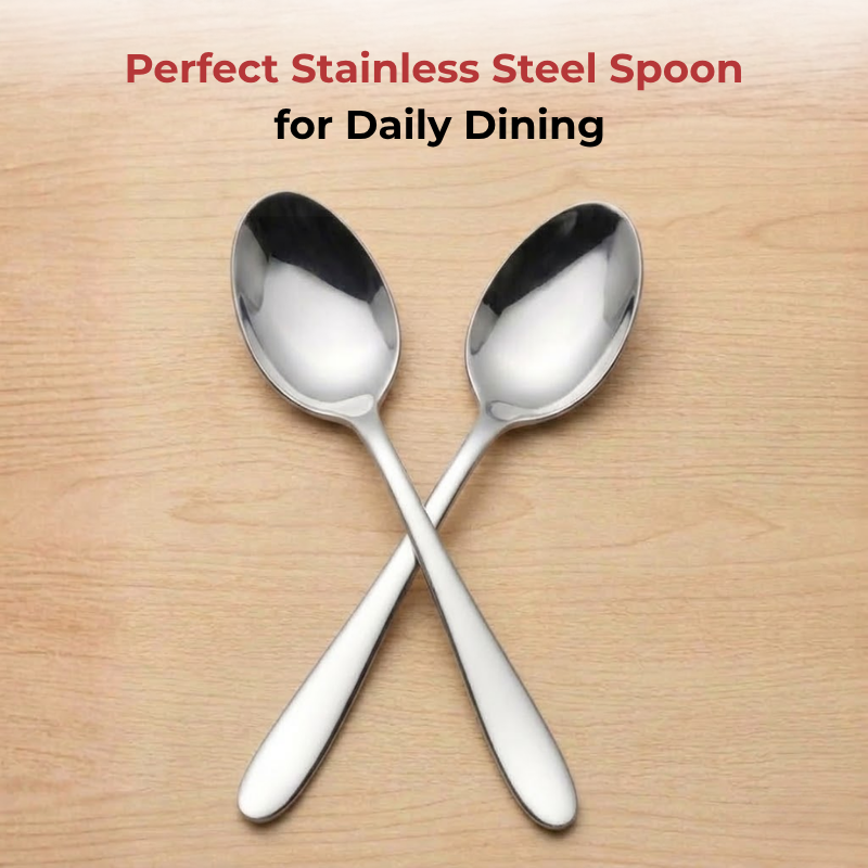 VINOD Florence Stainless Steel Dessert Spoon Set of 12-Piece, Heavy Gauge Steel, Mirror Finish, Rust Free, Tough Strong & Durable