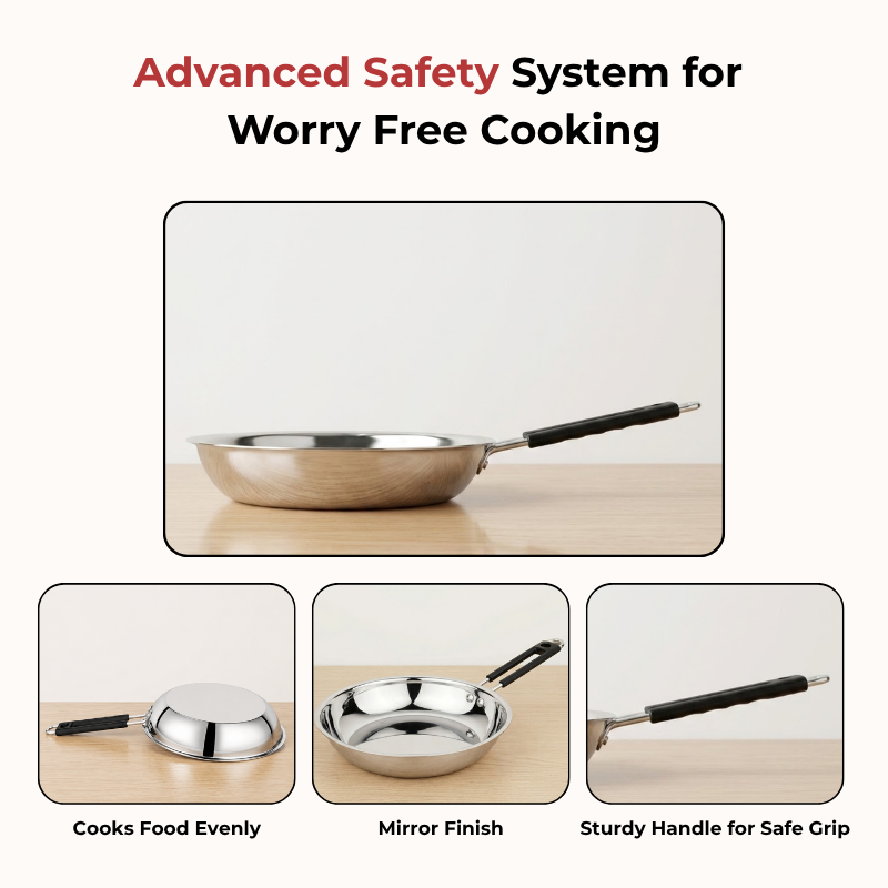 Vinod Stainless Steel Heavy Bottom Royal Fry Pan, product view 9