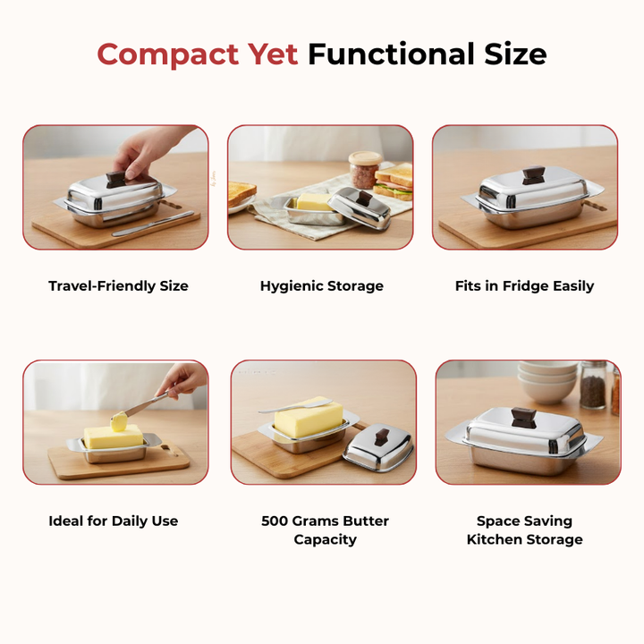 विनोद स्टेनलेस स्टील बटर डिश बटर नाइफ के साथ | टिकाऊ, जंग-मुक्त और स्वच्छ