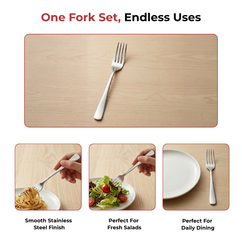 Vinod Aero stainless steel dinner fork set of 12, product view 10