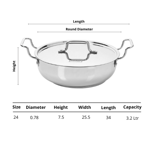 Vinod – Doniv Stainless Steel Sandwich Bottom Kadai