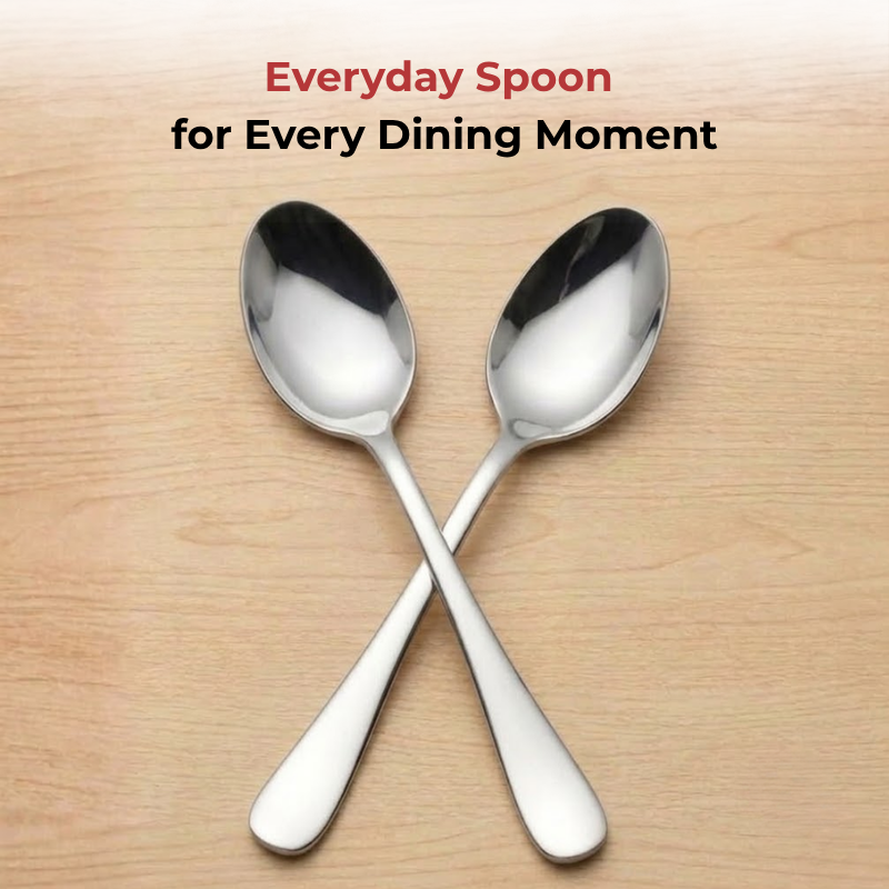 VINOD Decora Stainless Steel Dessert Spoon Set of 12-Piece, Heavy Gauge Steel, Mirror Finish, Rust Free, Tough Strong & Durable