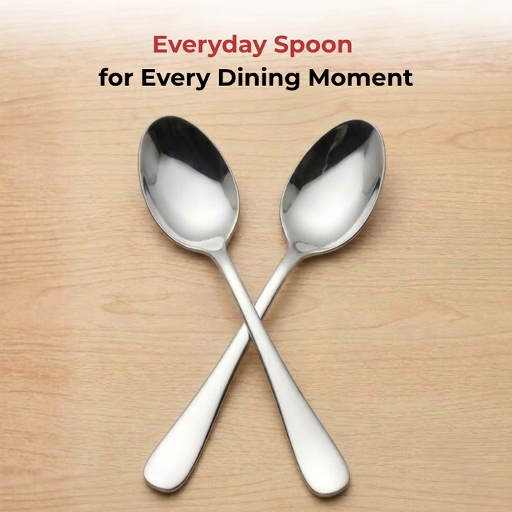 VINOD Decora Stainless Steel Dessert Spoon Set of 12-Piece, Heavy Gauge Steel, Mirror Finish, Rust Free, Tough Strong & Durable