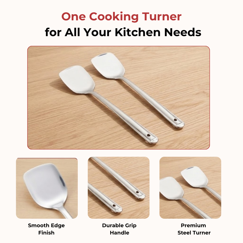 Vinod Stainless Steel Basting Turner / Khurpa/ Cooking Palta Turner Set of 2, product view 9