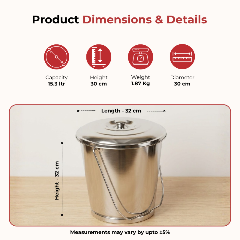Vinod stainless steel balti with lid, 15.3 litre, product view 9