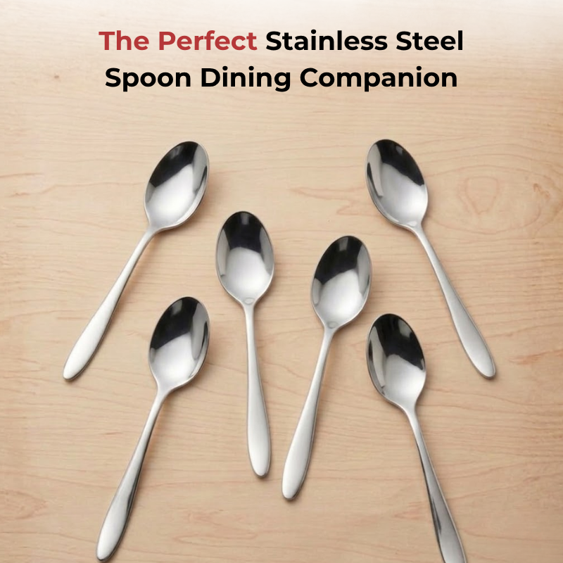 VINOD Florence Stainless Steel Dessert Spoon Set of 12-Piece, Heavy Gauge Steel, Mirror Finish, Rust Free, Tough Strong & Durable