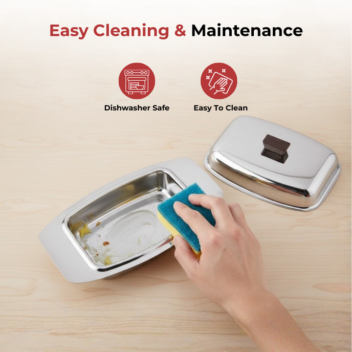 विनोद स्टेनलेस स्टील बटर डिश बटर नाइफ के साथ | टिकाऊ, जंग-मुक्त और स्वच्छ