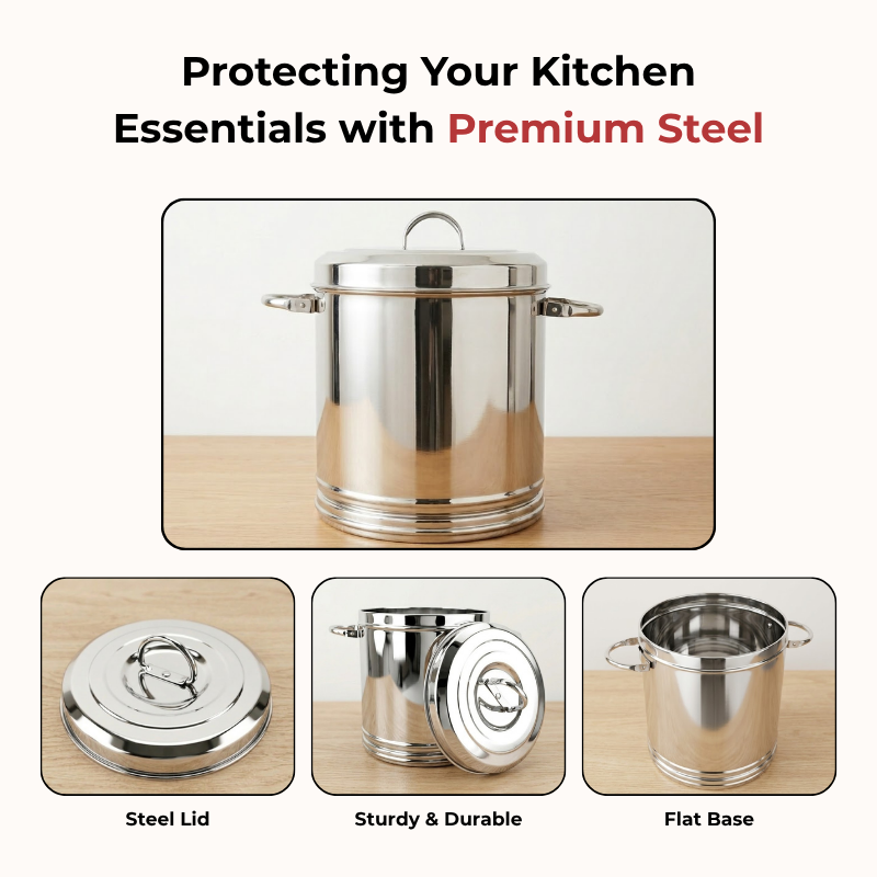 Vinod Stainless Steel Ration Dabba with Lid and Side Handle, product view 8