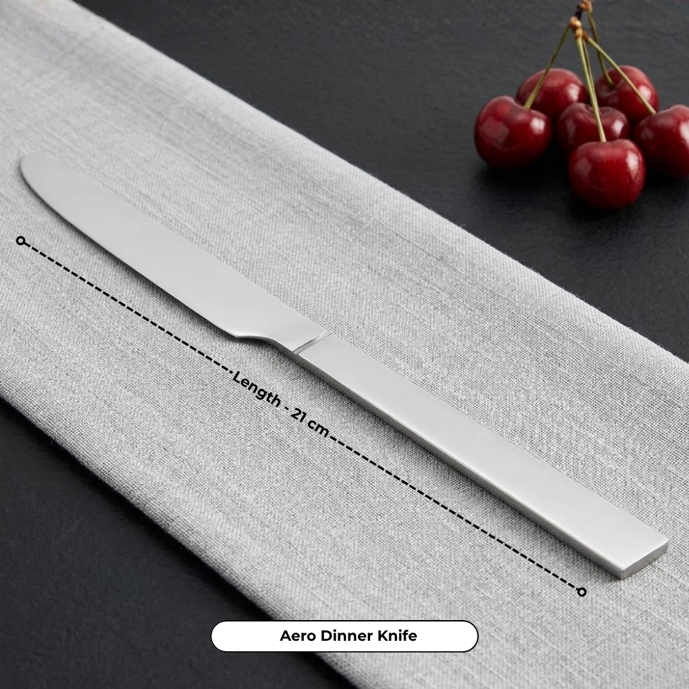 Vinod Stainless Steel Aero Cutlery 21 piece set, close-up detail