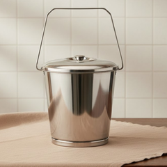 VINOD Stainless Steel Balti with Lid, 9.5 Litre Capacity, High Quality Steel, Mirror Finish, Rust Free and Easy to Clean (No 12)