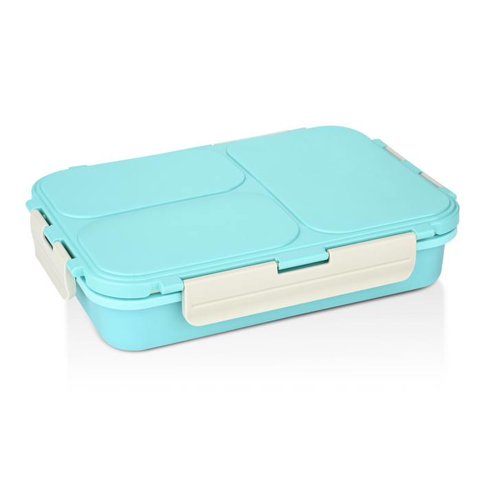 Vinod Stainless Steel 3 Compartment Leak-Proof Lunch Box Vacuum Sealed Tiffin Box for Office, Kids & Adults Freezer Safe Bento Box Airtight Container, Insulated with Safety Lock, Blue
