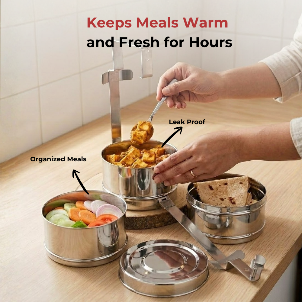 Vinod Bombay Stainless Steel Tiffin 3 Compartment, product view 9