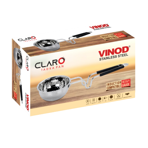 Vinod - Claro Heavy Gauge Stainless Steel Hammered Tadka Pan, 1.5 mm