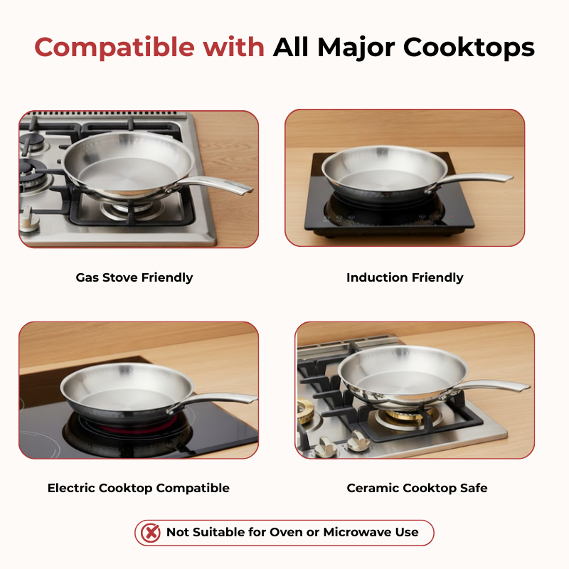 Vinod – Claro Heavy Gauge Stainless Steel Hammered Fry Pan with 1.5 mm Thickness 1400 ml