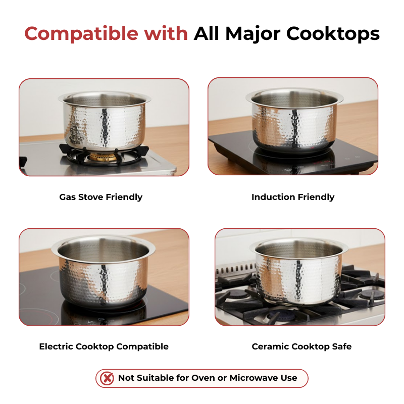 Vinod – Claro Heavy Gauge Stainless Steel Hammered Tope, 1.5 mm – Capacity 4600