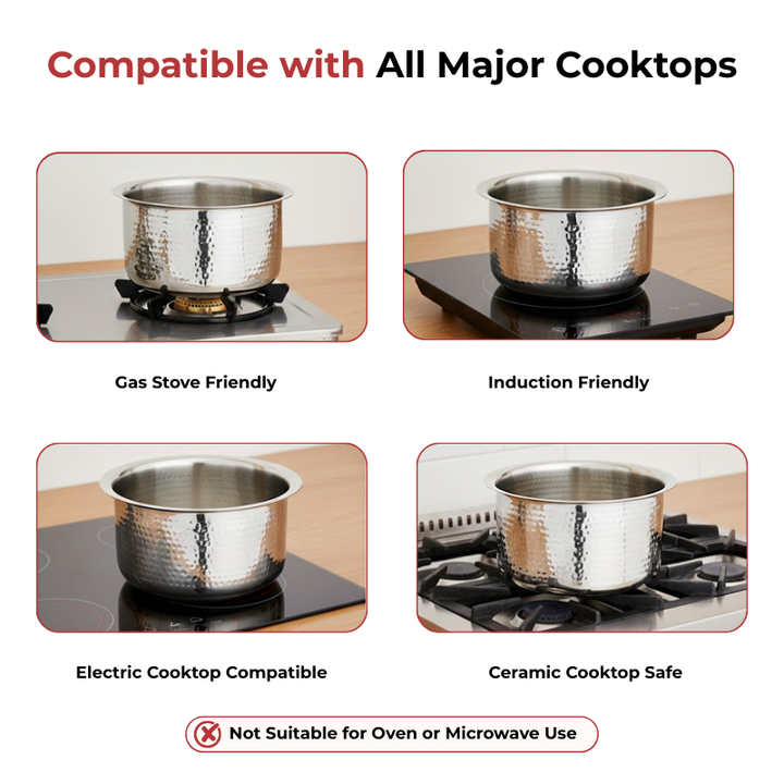 Vinod – Claro Heavy Gauge Stainless Steel Hammered Tope, 1.5 mm – Capacity 4600