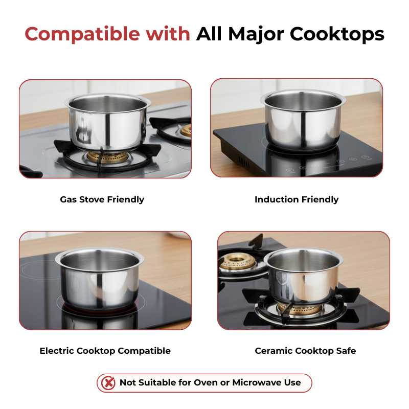 Vinod – Claro Heavy Gauge Stainless Steel Tope (Plain), 1.5 mm – Capacity 1800 ml