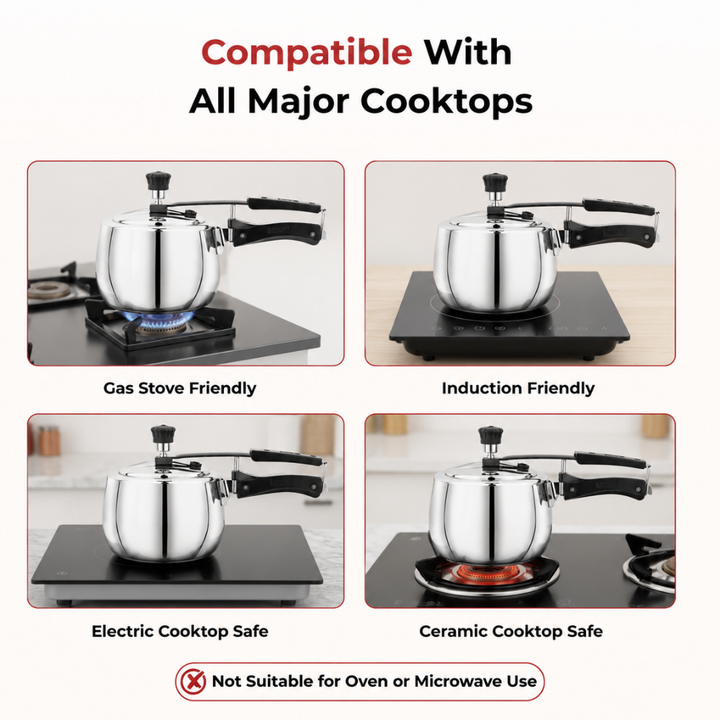 VINOD Doniv Titanium Triply Stainless Steel Pressure Cookers 2 Ltr, Inner Lid, Induction Friendly
