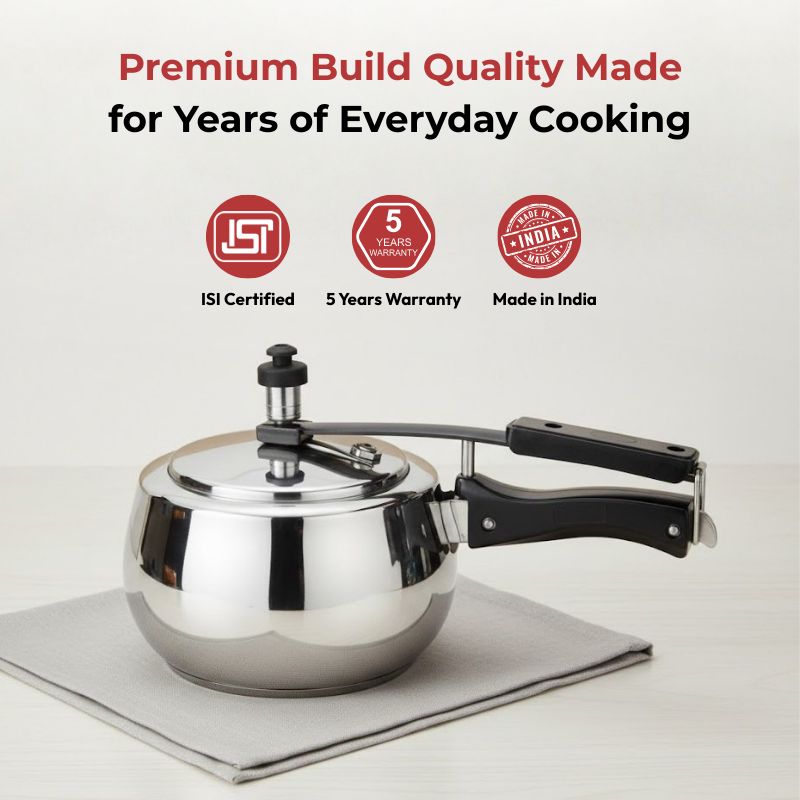 Vinod – Doniv Stainless Steel Sandwich Bottom Pressure Cooker With Inner Lid 3 Ltr (Amaze Series) – Induction Friendly