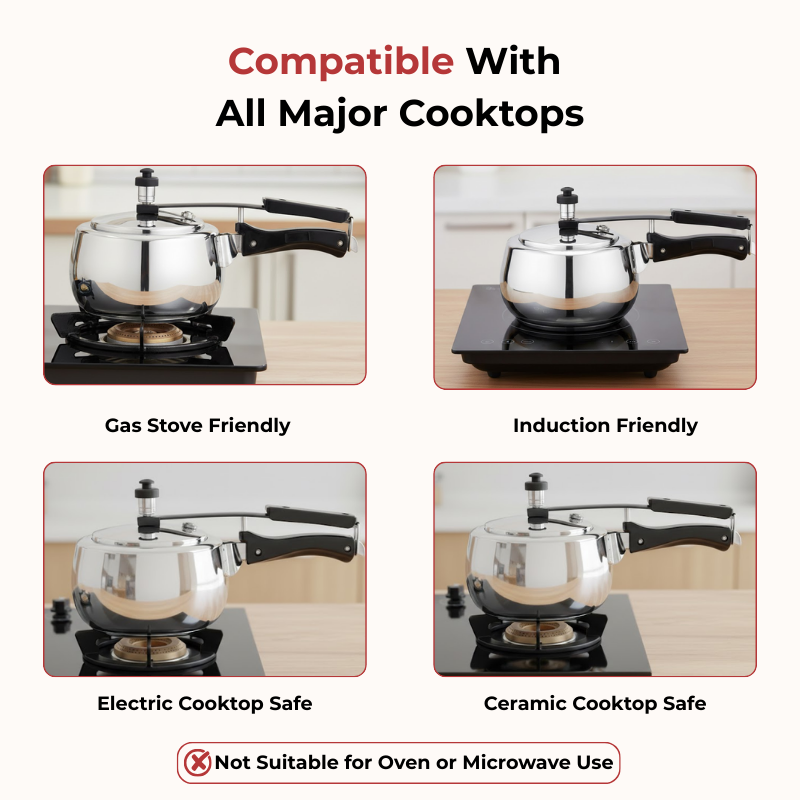 Vinod – Doniv Stainless Steel Sandwich Bottom Pressure Cooker With Inner Lid 3 Ltr (Amaze Series) – Induction Friendly