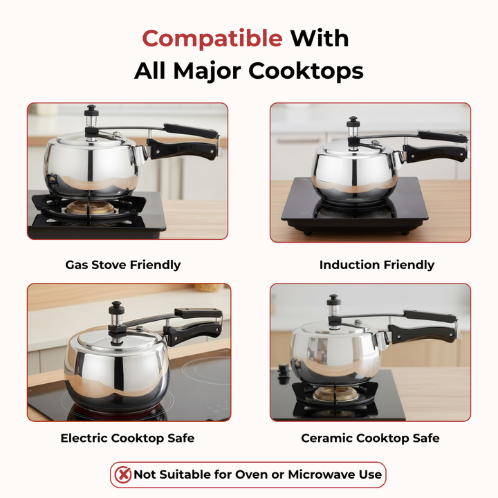 Vinod – Doniv Stainless Steel Sandwich Bottom Pressure Cooker With Inner Lid 2 Ltr (Amaze Series) – Induction Friendly