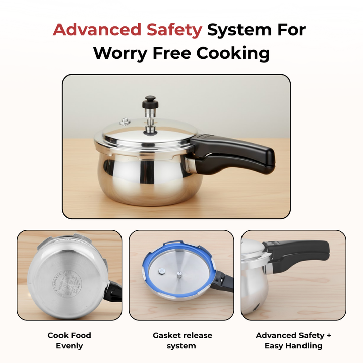 VINOD Doniv Titanium Triply Stainless Steel Pressure Cookers 3 Ltr, Outer Lid, Induction Friendly