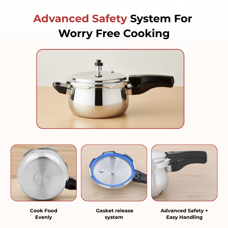 VINOD Doniv Titanium Triply Stainless Steel Pressure Cookers 5 Ltr, Outer Lid, Induction Friendly