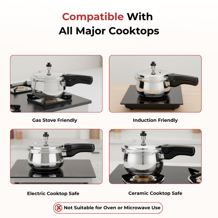 VINOD Doniv Titanium Triply Stainless Steel Pressure Cookers 3 Ltr, Outer Lid, Induction Friendly