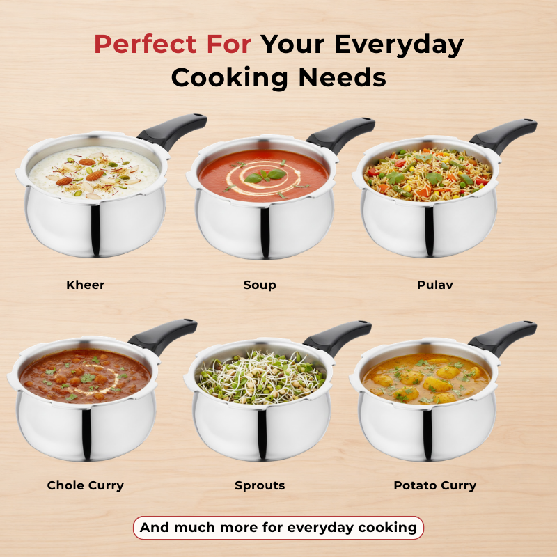 VINOD Doniv Titanium Triply Stainless Steel Pressure Cookers 3 Ltr, Outer Lid, Induction Friendly