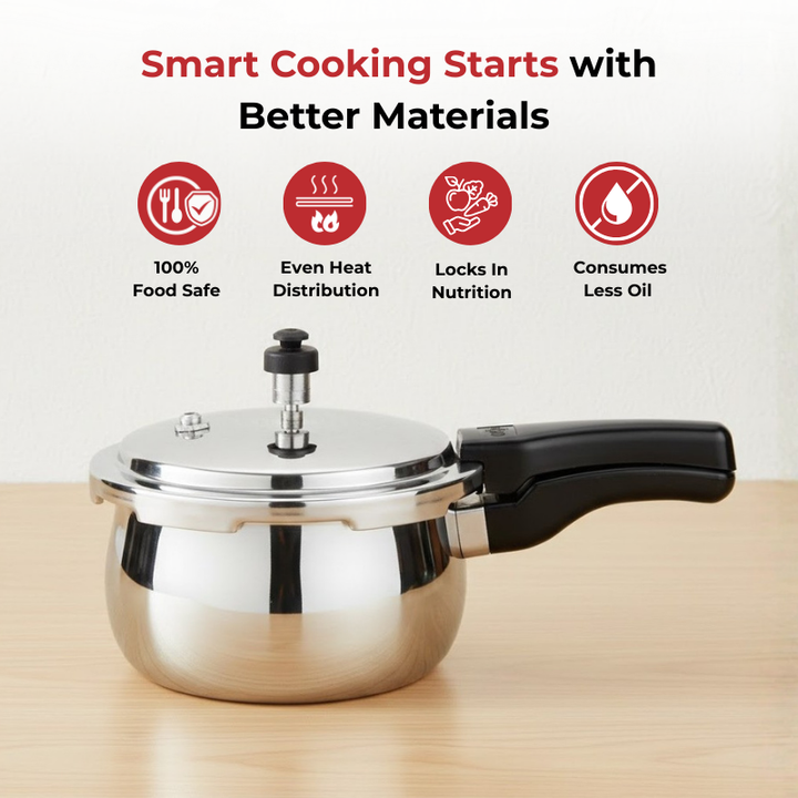 VINOD Doniv Titanium Triply Stainless Steel Pressure Cookers 3 Ltr, Outer Lid, Induction Friendly