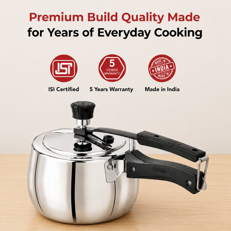 VINOD Doniv Titanium Triply Stainless Steel Pressure Cookers 2 Ltr , Induction Friendly - ( Inner Lid )