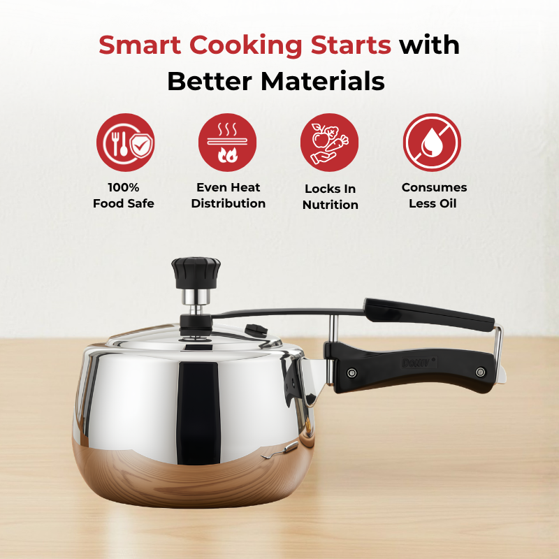 VINOD Doniv Titanium Triply Stainless Steel Pressure Cookers 2 Ltr , Induction Friendly - ( Inner Lid )