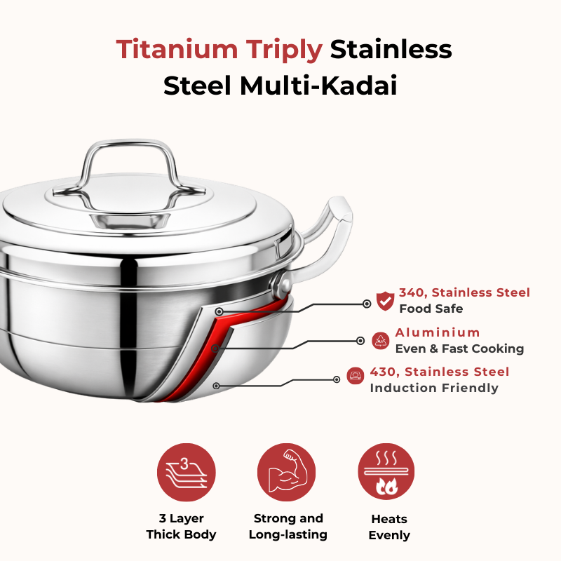 Vinod Doniv triply stainless steel idli dhokla steamer kadai with 6 plates, product view 9