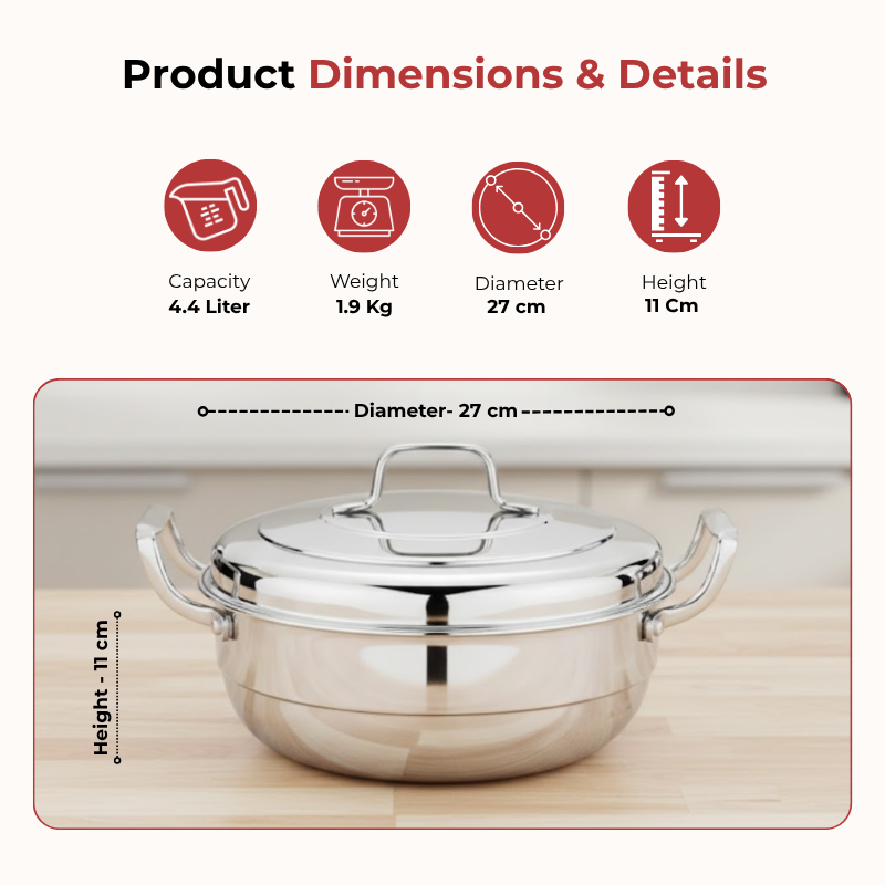 VINOD – Doniv Stainless Steel Induction Bottom Multi Kadhai with 5 Plates (2 Idli, 1 Mini Idli, 1 Patra/Momos, 2 Khaman / Dhokla)