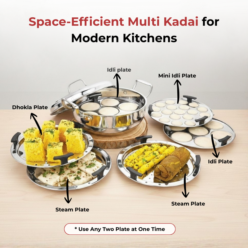 Vinod Doniv triply stainless steel idli dhokla steamer kadai with 6 plates, product view 12