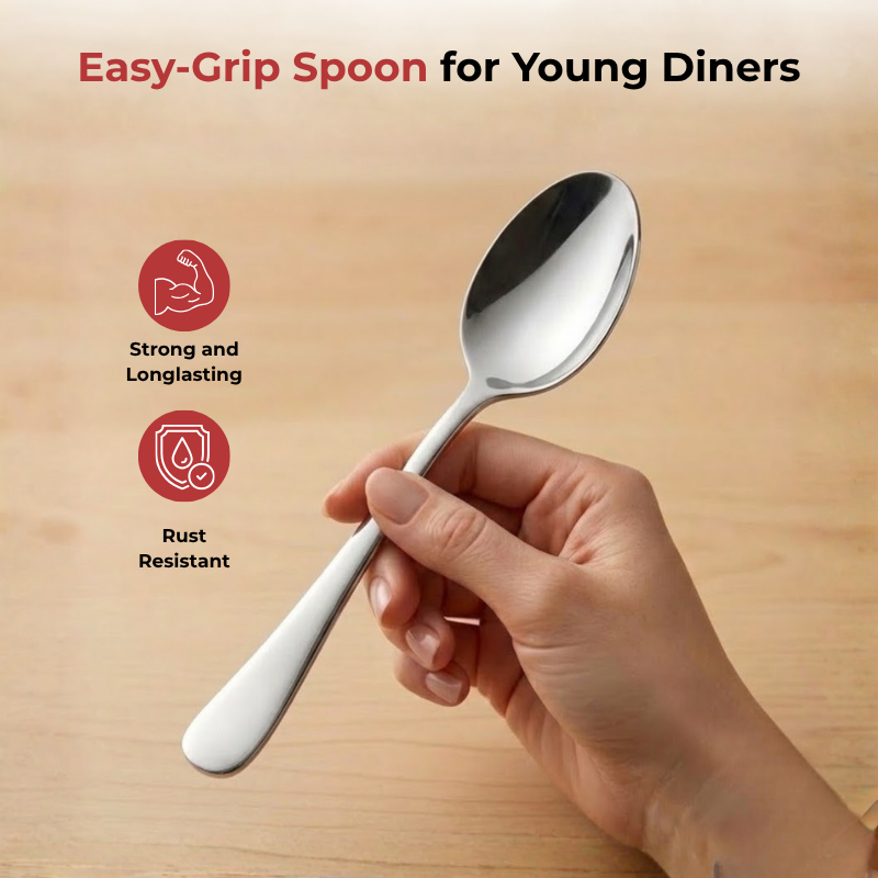 VINOD Decora Stainless Steel Baby Spoon Set of 12-Piece, Heavy Gauge Steel, Mirror Finish, Rust Free, Tough Strong & Durable