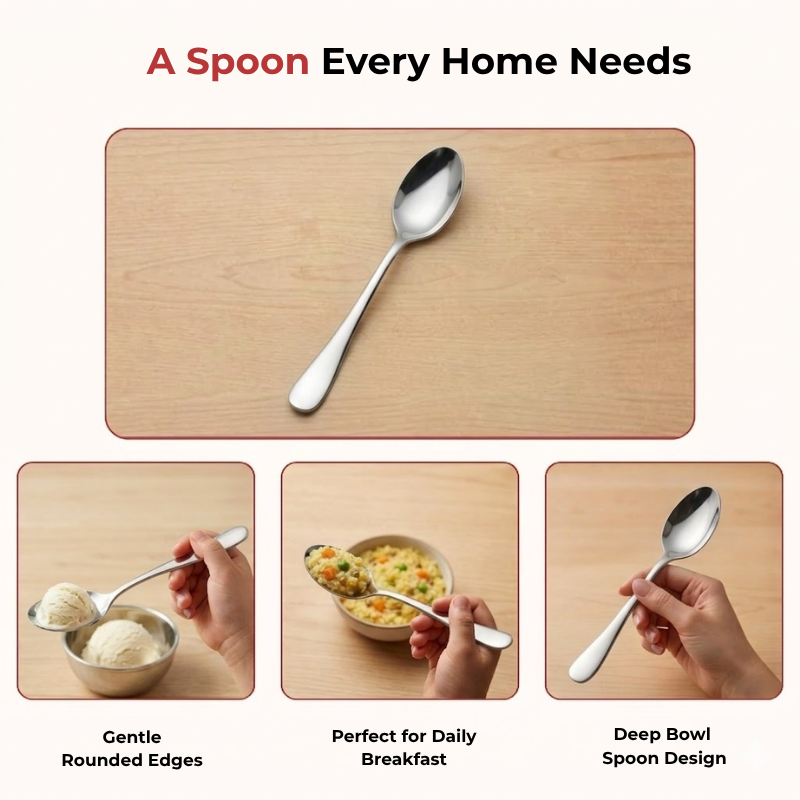 VINOD Decora Stainless Steel Baby Spoon Set of 12-Piece, Heavy Gauge Steel, Mirror Finish, Rust Free, Tough Strong & Durable