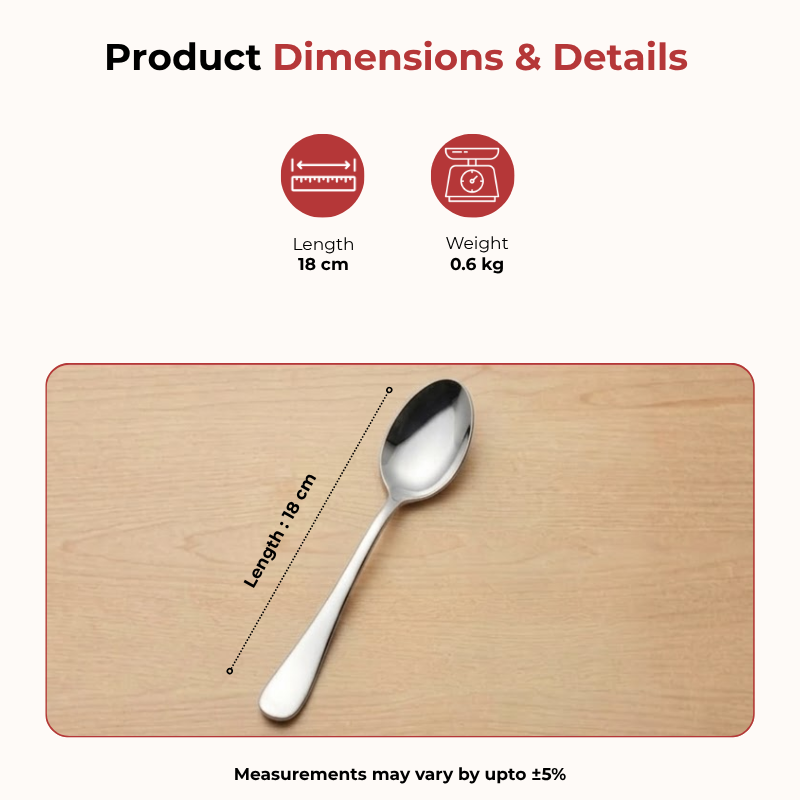 VINOD Decora Stainless Steel Baby Spoon Set of 12-Piece, Heavy Gauge Steel, Mirror Finish, Rust Free, Tough Strong & Durable