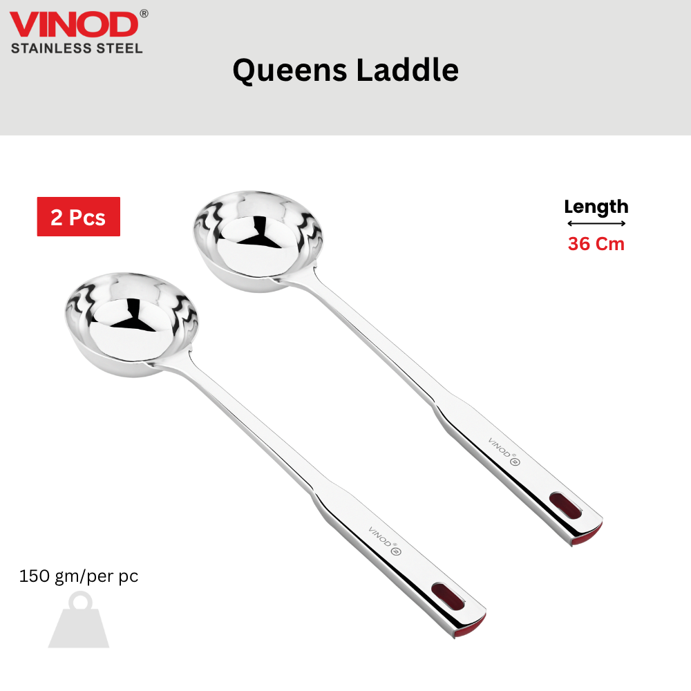 विनोद स्टेनलेस स्टील क्वींस लैडल मिरर पॉलिश्ड राइस स्पून I 2 का सेट I नंबर 1