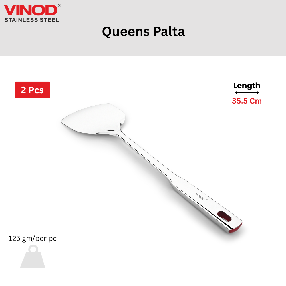 विनोद स्टेनलेस स्टील क्वींस पलटा हेवी गेज स्टील स्पैटुला I 2 का सेट I नंबर 1