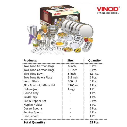 Vinod Stainless Steel Dinner Set