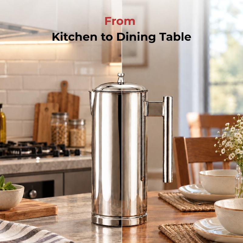 VINOD Dolphin Stainless Steel Water Jug with Detachable Lid – Steel Serving Jug for Home & Dining Table