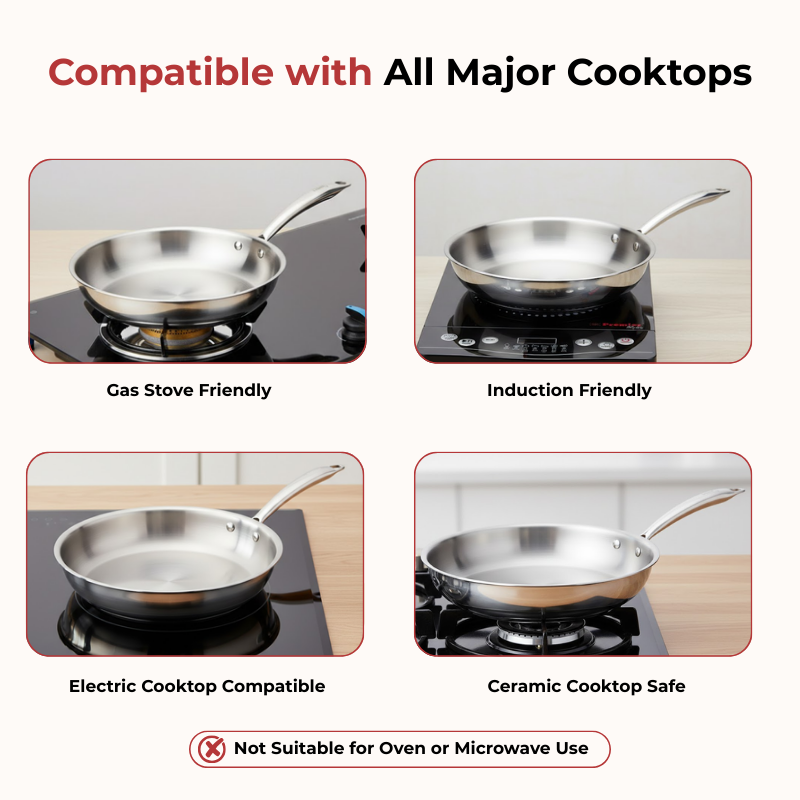 VINOD Doniv Titanium Triply Stainless Steel Fry Pan 20 cms, Induction Friendly