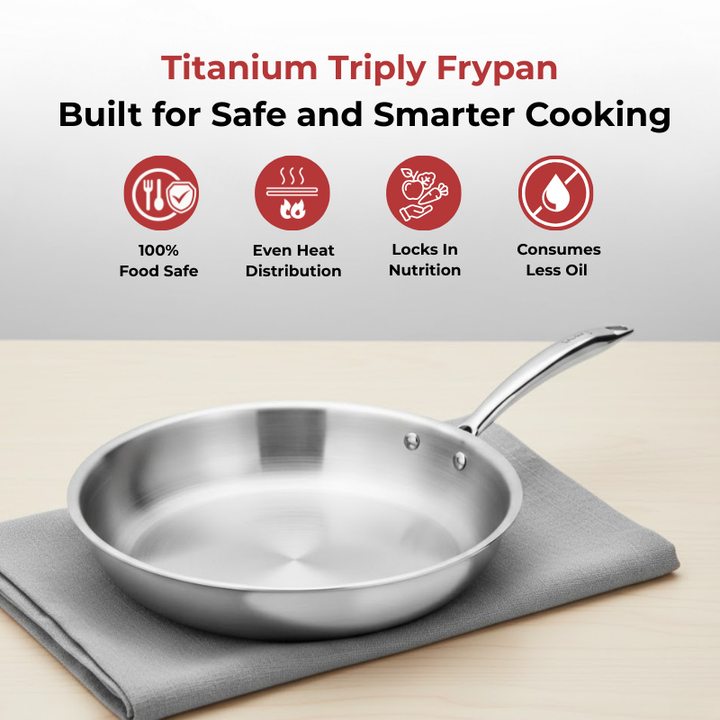 VINOD Doniv Titanium Triply Stainless Steel Fry Pan 20 cms, Induction Friendly