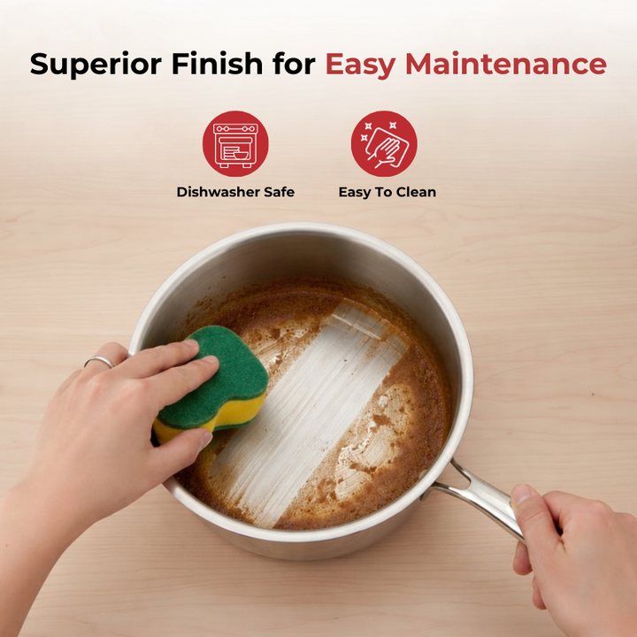 Vinod – Doniv Titanium Triply Stainless Steel Sauce Pan with Cover 14 cm, Capacity 1 Liter, Induction Friendly