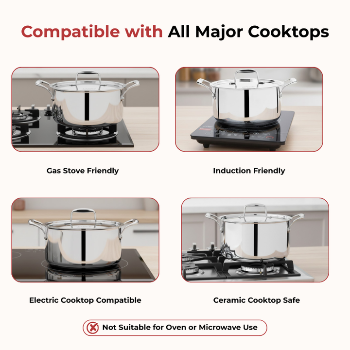 VINOD Doniv Titanium Triply Stainless Steel Sauce Pot with Cover 24 cms, Capacity 5.00 Liter