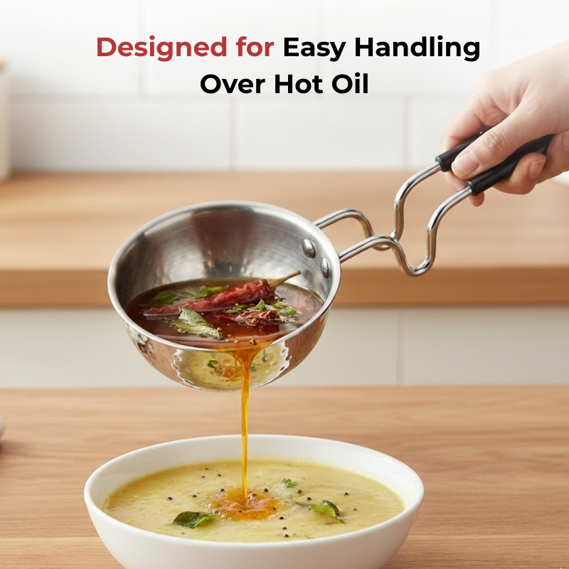 Vinod - Claro Heavy Gauge Stainless Steel Hammered Tadka Pan, 1.5 mm