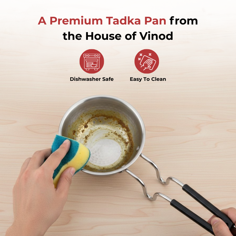 Vinod - Claro Heavy Gauge Stainless Steel Hammered Tadka Pan, 1.5 mm