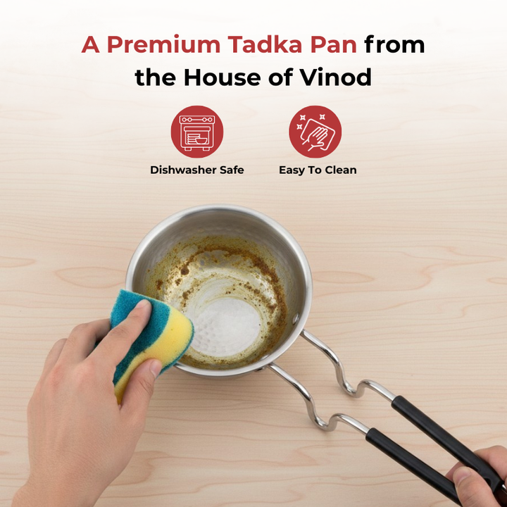 Vinod - Claro Heavy Gauge Stainless Steel Hammered Tadka Pan, 1.5 mm